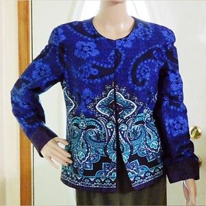 Coldwater Creek Women’s Open Front Blazer Jacket Size 8 Office Colorful